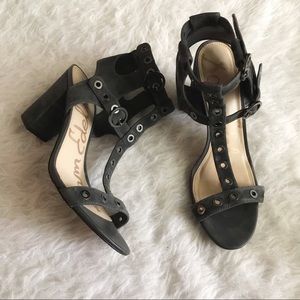 Sam Edelman Gray Buckle Strappy Block Heels 9.5